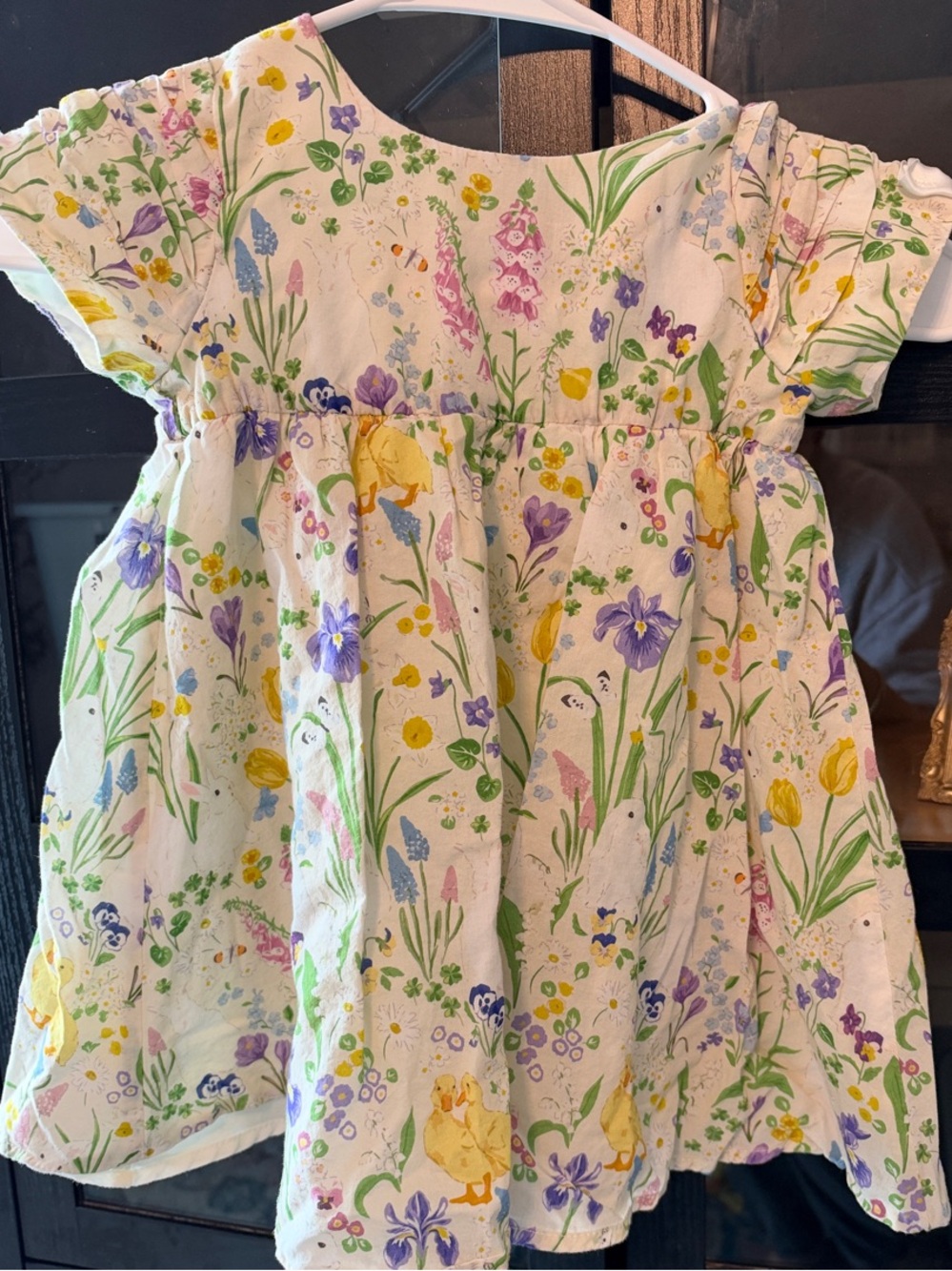 Rare Editions White Floral Dress with Yellow & Purple Accents